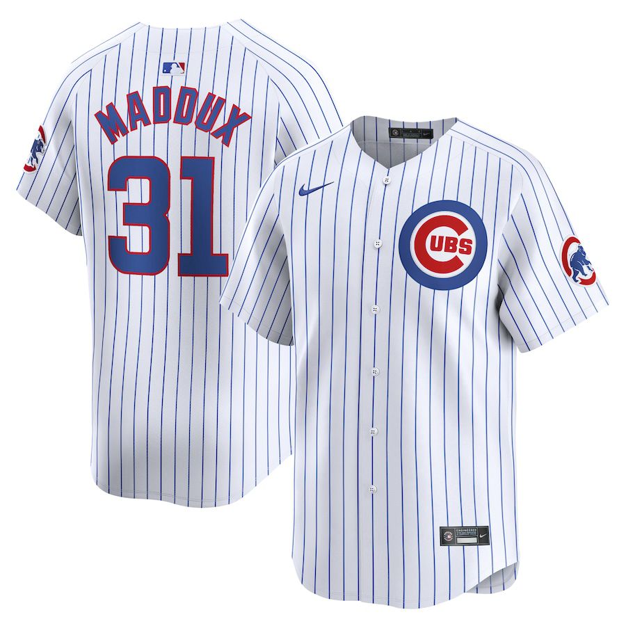 Men Chicago Cubs #31 Greg Maddux Nike White Home Limited Player MLB Jersey